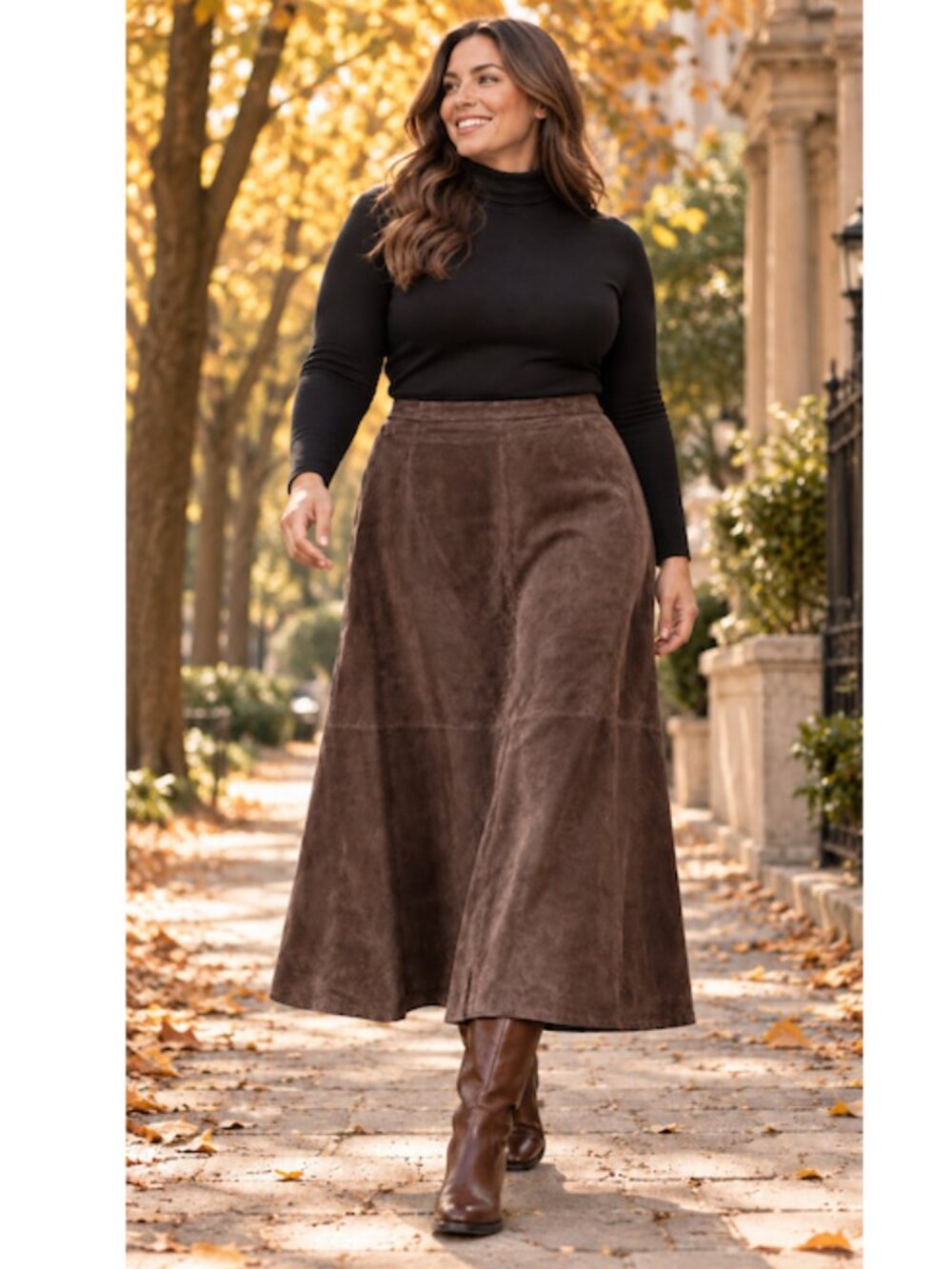 Vintage 90s Bagatelle Chocolate Brown Suede Maxi Skirt 22 Plus Size Straight EUC - Picture 6 of 8
